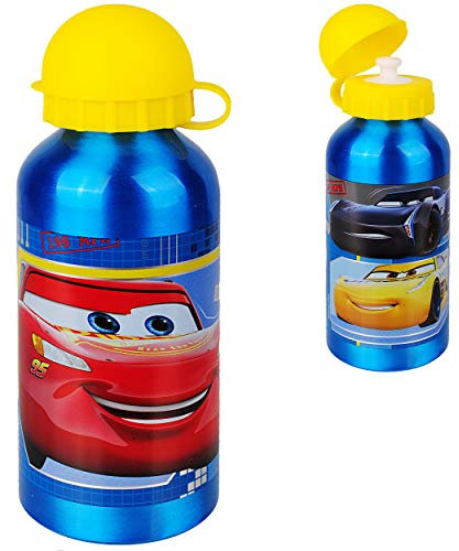 alles-meine.de GmbH Trinkflasche/Sportflasche - Cars - Auto - Lightning McQueen - 400 ml - auslaufsicher - aus Aluminium - Wasserflasche - für Kinder - Aluflasche 0,4 Liter/A..