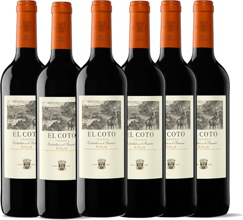 El Coto Crianza | Vino Tinto DOC Rioja | 750 ml | Variedad Tempranillo | Redondo, Afrutado, Equilibrado | Perfecto como Acompañante de Carnes, Pecados, Quesos e Ibéricos | Caja 6 botellas