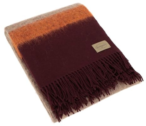 Somma Plaid Cosmo Lana e Alpaca 130x180 Bordeaux con Frange