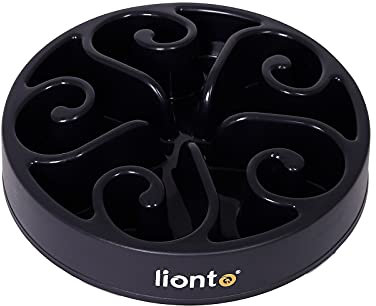 lionto Anti Schling Napf für Hunde & Katzen, Ø 20 cm, Höhe 5 cm, Fassungsvermögen von bis zu 450 g, Rutschfester Hundenapf aus lebensmittelechtem Kunststoff, bis zu 100° spülmaschinenfest, schwarz