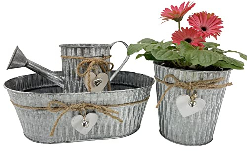 3 Blumentöpfe mit Herz & Anhänger - Blumentopf, Blumenkasten, Gießkanne, Kräutertopf P75