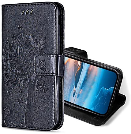 KANVOOS Funda para Huawei Mate 20 Pro, Funda Tapa Libro Movil de Cuero PU, Ranura para Tarjeta Plegable Billetera Carcasa para Huawei Mate 20 Pro (Negro)