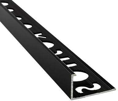 Alu L-Profil Fliesenschiene Fliesenprofil Schiene schwarz 2,7m 10mm | Als Kantenschutz für sichtbare Außenecken und saubere Fliesenabschlüsse, 10mm Profilmaß, 2,7m, für 10mm Fliesenhöhe