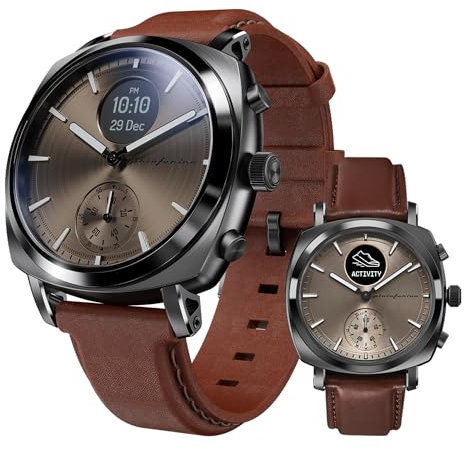 pininfarina Senso Hybrid Smartwatch - An Analogue Watch with Digital Display, Tracks Heart Rate, Steps, Calories, Sleep, Fitness - Compass & Connected GPS Tracking - Mercure Grey