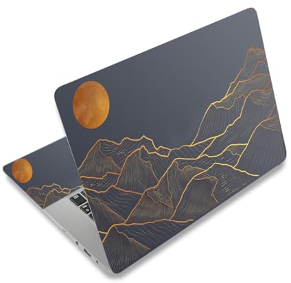 Laptop Decal Sticker Skin Cover, 11.6”12 13 13.3 14 15 15.4 15.6 Laptop Netbook Vinyl Skin Sticker Cover Art Notebook Protector (2 Wrist Pad Skins), Removable Reusable, Abstract Mountain