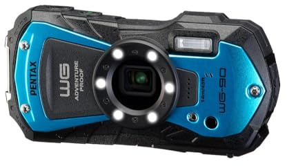 PENTAX WG-90 Blue Waterproof Camera, Shockproof, Dustproof, Freezeproof, Built-in 6-LED Ring Light for Macro Photography, Underwater Shooting Mode