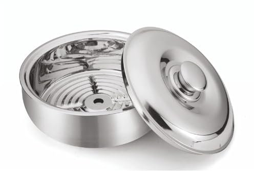 Casserole Serving Bowl Container Insulated Stainless Steel with Insulated Steel Lid| Belly Shape Hot Pot Serverware (1500ml, Set 1 Silver)