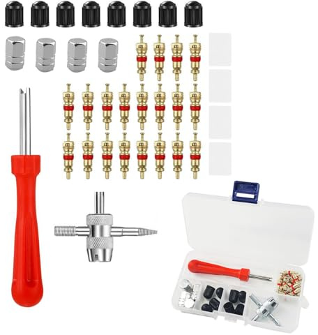 Automotive Bike Tyre Valve Repair Kit Core Remover Tool Maintenance Set | Sturdy anti-rust alloy hardware; pocket-sized quick-install grips; for effortless vehicle pneumatic wheel service