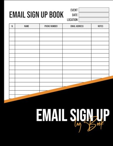 email sign up book & event registry: Collecting Name, Phone, Emails, Mailing Lists