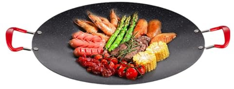 Poêle à Griller d'intérieur, Poêle à Griller pour Barbecue - Poêle de camping coréen - Poêle ronde ronde, gril coréen d'intérieur antiadhésif, gril coréen avec poignée pour le Camping, le talonnage