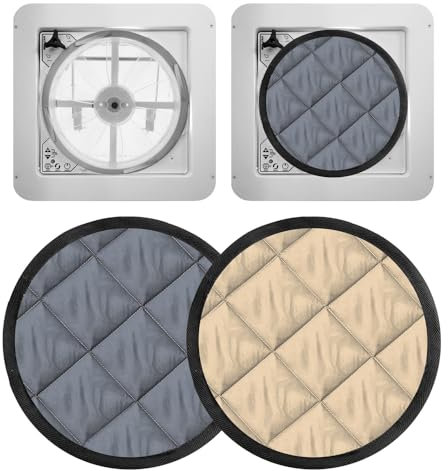 ISOCAMP® Magnet Thermomatte für Dachhaube Maxxfan Deluxe Fensterisolation Isolierend Wärmeschutzvorhänge Verdunklung, Farbe:beige/schwarz