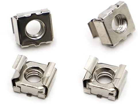 Schwimmende Mutter,Käfigmuttern Zink, 304 Edelstahl Farbe Verzinkung Quartett Schwimmende Mutter Kassette Elastische Gehäusekartenkäfigmuttern(Nickel plated,M8 5pcs)