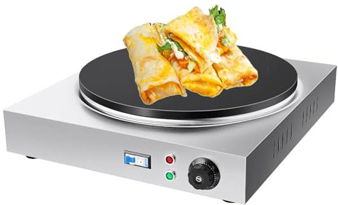 POCDOKYZ Macchina per Crepes da 2000 W, Macchina per Pancake e Crepes elettrica da 40 cm, Piastra Antiaderente + Temperatura Regolabile da 0 a 300 ℃ + Protezione dalle perdite,Natural