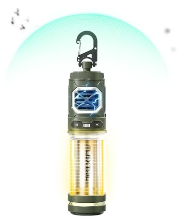 FLEXTAILGEAER Tiny Repeller S, repelente de mosquitos eléctrico portátil, con lámpara de camping (luz de respiración, hasta 400 lm), batería de 4800 mAh, función de calentamiento de 165 ℃, IPX5