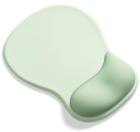 AOKSUNOVA Tapis de Souris Ergonomique avec Coussin en Gel Vert Sauge | Coussin en gel, surface en tissu lisse, base stable, bords renforcés et format compact, plusieurs couleurs disponibles