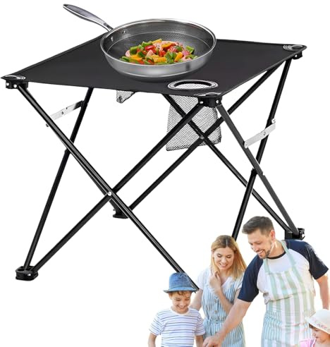 Outdoor Camping Table - Foldable Travel Table with 2 Cup Holders - Outdoor Portable Desk Camping Accessory for Travel Hiking Dining Beach Picnic Yard Balcony Home Garden Patio