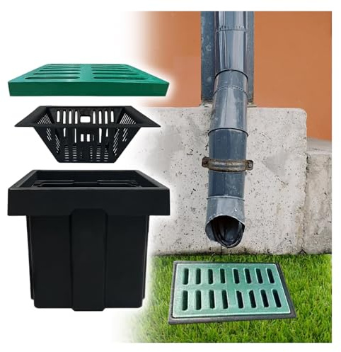 Canale di drenaggio per esterni, griglia di drenaggio piatta con sistema di grondaia sotterranea per un efficiente drenaggio dell'acqua (L 65 x L 45 x P 40 cm) – Opzioni grandi e piccole disponibili