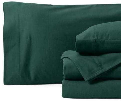 Springtree Home Luxury Portuguese Flannel Sheets | Queen Size Flannel Sheets | 100% Cotton | Ultra-Soft, Warm & Breathable Sheet Set | Deep Pocket, Durable & Cozy Winter Sheet Set | Forest Green