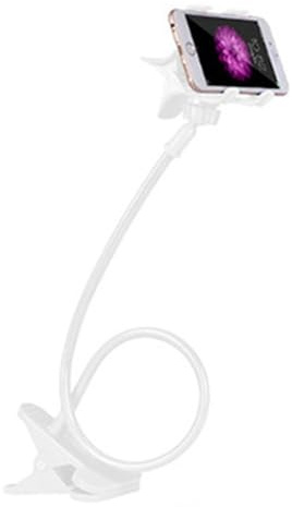 Universal Handy Halter Schwanenhals,Handyhalterung aus Eisen 360 Rotation Mit Clip, Flexible Lang Arm Einstellbar, Lazy Handy Halter Ständer für Smartphone für Bett, Schreibtisch, Auto (Weiß)