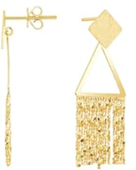 KnSam Orecchini in vero oro giallo 750, da donna, con nappa, stile Liberty, 18 carati