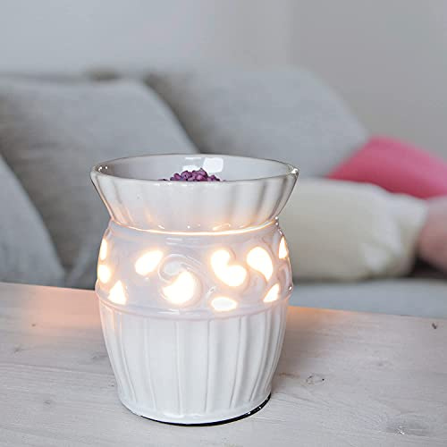 Candle-Lite Elektrische Duftlampe Mossel mit Licht - Flammenlose Alternative im schönen Keramik Design. mit abnehmbarer Schale, 25W Glühlampe, 11.5 x 11.5 x 13.5 cm