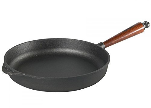 Skeppshult Poêle Manche en Bois Poêle/Poêle/Grill Poêle/Wok fonte + prymo Chiffon microfibre 25 cm Servierpfanne