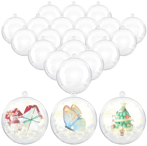 20pcs Boules de Noël Transparentes en Acrylique pour Mariage Arbre de Noël Cadeau Décoration Ornement (20pcs*5cm)