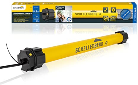 Schellenberg 21220 Moteur de volet roulant avec radio nouvelle génération, 20 Nm, jusqu'à une surface de 8.5 m², pour tubes octagonal de 60 mm, 868.4 MHz
