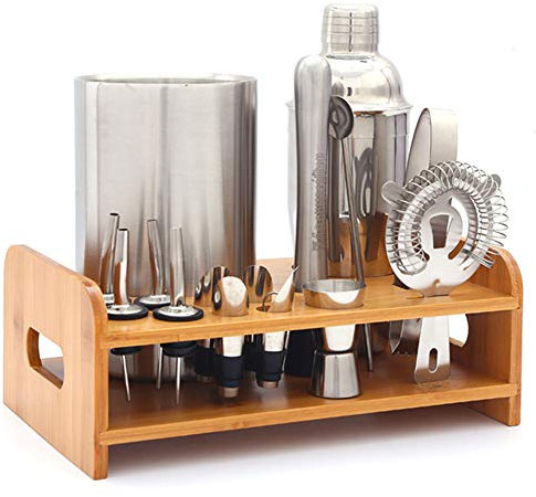 KUANDARMX Exquisito Coctelera Kit Profesional 16 Piezas, Cocktail Kit, Set de Coctelería Accesorios de Coctelería Set de Coctelera Profesional per Principiante y Barman Regalo