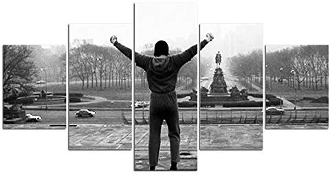 axqisqx 5 Panel Rocky Inspirational Quotes Gemälde Leinwand HD Balboa drucken Wandkunst 5 Stück Filmplakat 150x80cm-Rahmen