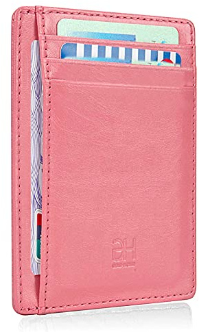 GH GOLD HORSE Slim RFID Blocking Card Holder Minimalist Leather Front Pocket Wallet for Women