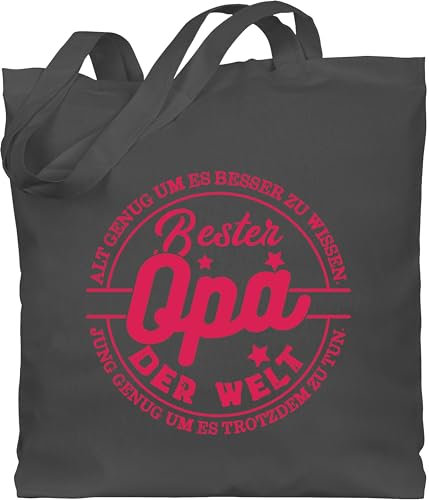 Baumwolltasche - Geschenke - Alt genug um es besser zu wissen - Jung genug um es trotzdem zu tun - Bester Opa - Unisize - Dunkelgrau - großvater geschenk für batertag großväter beutel der welt