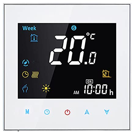 Thermostat WiFi Beca BHT-3000GCLW Écran tactile LCD 3A Chauffage de la chaudière Thermostat de contrôle connecté intelligent avec connexion WIFI Blanc