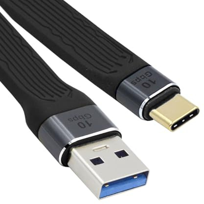 Cablecc Cavo dati piatto e sottile FPC 10 Gbit/s USB 3.1 tipo C a USB 3.0 tipo A maschio per computer portatile e telefono