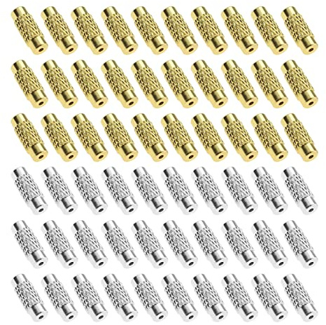 The Lord of the Tools 60 Stück Schmuck Schraubverschlüsse Endkappen aus Messing 1mm Loch Rohr Verschluss Schnur Endkappen 11 x 3,5 mm für DIY Armbänder Halsketten Schmuckherstellung Gold und Silber