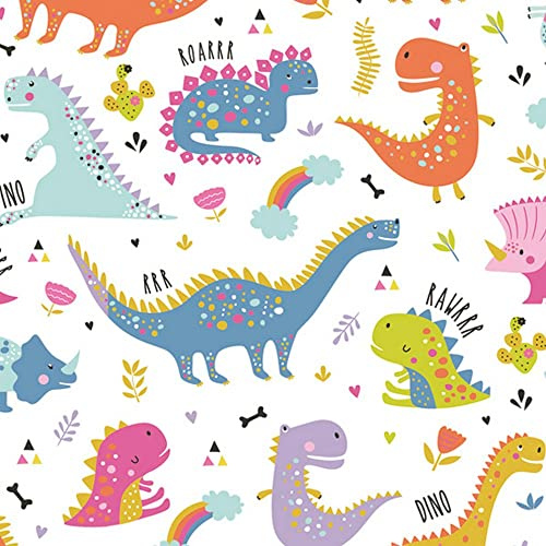 finemark Lot de 20 serviettes de table colorées - Dinosaures - T-Rex - Pour anniversaire d'enfant - Pour fête d'enfant - Garçon - Décoration de table 33 x 33 cm