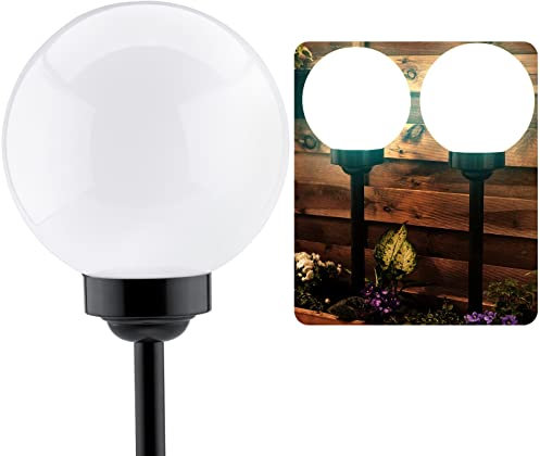Volteno Bola solar para el jardín, bola luminosa, lámpara solar con sensor crepuscular, lámpara de jardín, lámpara de pie, LED IP44, resistente al invierno, blanco frío 6000 K, 200 x 200 x 580