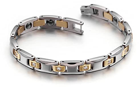 Stfery Herren Armband Edelstahl Personalisiert, Magnetarmband Herrenschmuck Gold-Silber als Geburtstagsgeschenke 190x8mm