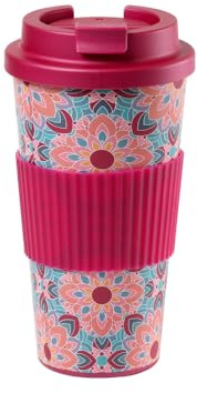 TEA SHOP - Taza de Té o Infusiones - Vaso Take Away Berry 450 ml - Taza de Formas Geométricas Florales para Tés e Infusiones