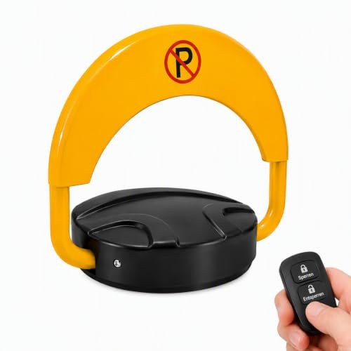 Parkplatzsperre Elektrisch Parksperre Antikollision 180°Ferngesteuerter Parkschloss mit Fernbedienung, Wasserdicht Klappbar Parkplatzbügel Intelligentes Parkschloss, Automatische Barriere Alarmierte