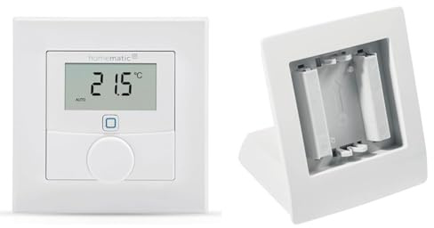 Homematic IP Smart Home Wandthermostat mit Luftfeuchtigkeitssensor + Tischaufsteller, digitales Thermostat Heizkörper/Fußbodenheizung, App, Alexa, Google Assistant, Temperaturmessung, Energie sparen