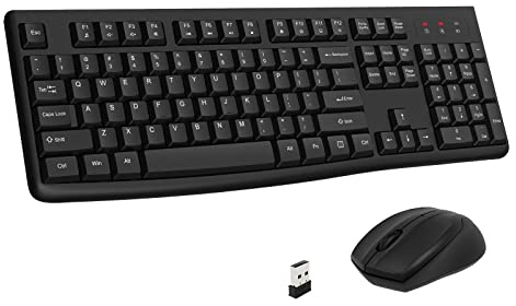 Wireless Keyboard and Mouse Combo, EDJO Full-Sized 2.4GHz USB Computer Wireless Keyboard and Optical Mouse for Windows, Mac, Laptop/Desktop/PC