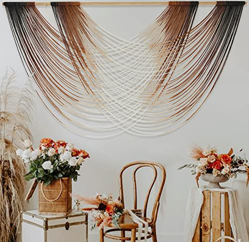 Jakalin Macrame Wall Hanging Dip Dyed Large Fiber Wall Art Macrame Wall Decor Boho Bedroom Living Room Wall Decor,59 W x 35 L
