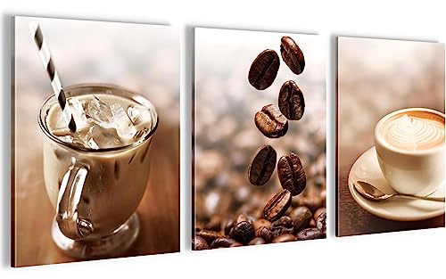 Novart FERTIG ZUM AUFHÄNGEN - Wandbilder Set Kaffee - Küchenbilder XXL N004335a