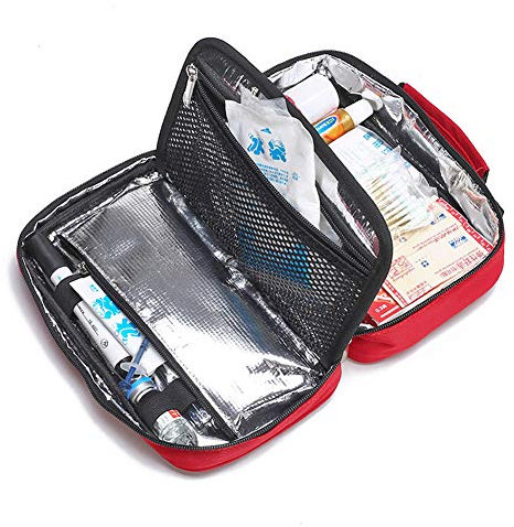 Samnuerly Erste-Hilfe-Set, wasserdicht, tragbar, kleine Medizin, Kühlbox, Insulin-Isoliertasche für Zuhause, Arbeitsplatz, Auto, Wohnwagen, Reisen, Camping, Wandern (rot)