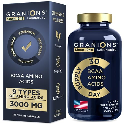 Essential Amino Acids Supplement for Men & Women - All 9 BCAAs EAA Supplements - Leucine Amino Acid, Lysine, Tryptophan, Advanced Amino Complex for Energy & Muscle Recovery - 120 Vegan BCAA Capsules