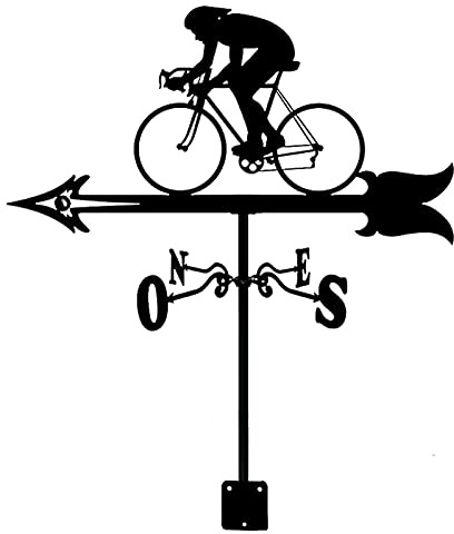 EICOFF Exquisite Metall-Wetterfahne, Ornament, Fahrradfahrer-Modell, Wetterfahne, Metall-Gartenstecker, Wetterfahne, Windrichtungsanzeiger, geeignet für Outdoor-Dach-Gartendekoration