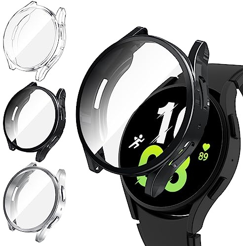 Kamita 3Stück Hülle Kompatibel mit Samsung Galaxy Watch 6 44mm | Weiche TPU Bumper Cover mit Displayschutzfolie, Ultradünn Vollständige Abdeckung Schutzhülle für Galaxy Watch6