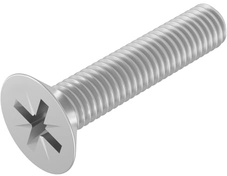 SECCARO Viti a testa svasata M6 x 30 mm, in acciaio inox V2A VA A2, DIN 965, Phillips PZ, filettatura completa, 20 pezzi