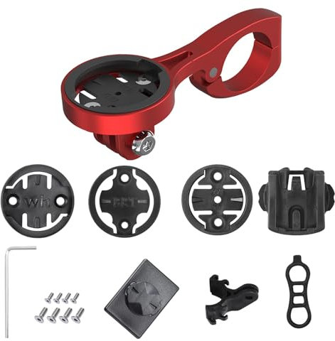 GPS Mount for Aero Bars - 22.2mm TT Aero Bar Mount Compatible for Garmin GPS Bike Computer, for Wahoo, for Bryton, for CatEye,GoPro Full Range & Flashlight Clip - Red